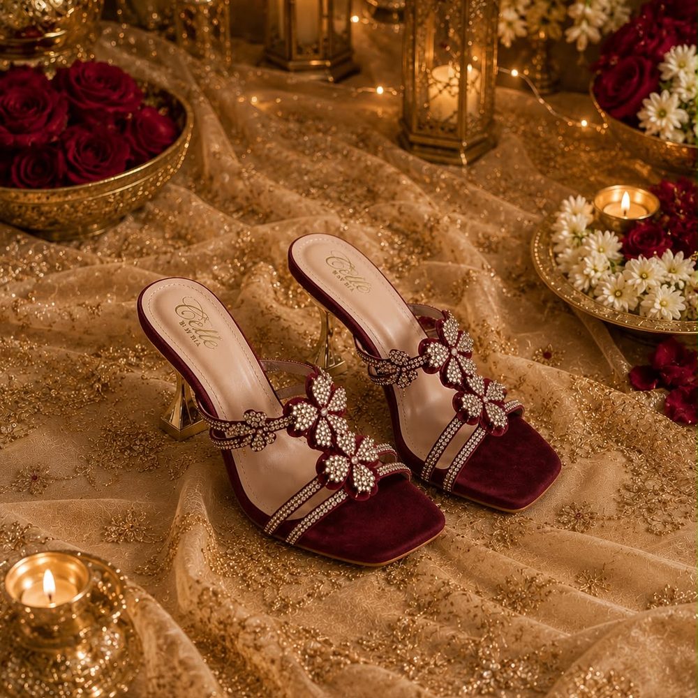 Burgundy Blossom Heel