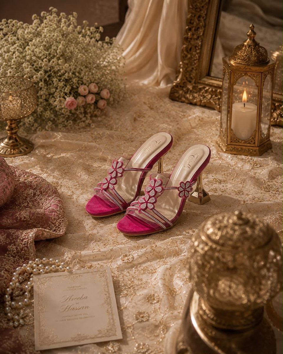 Crystal Blossom Heel — Fuchsia