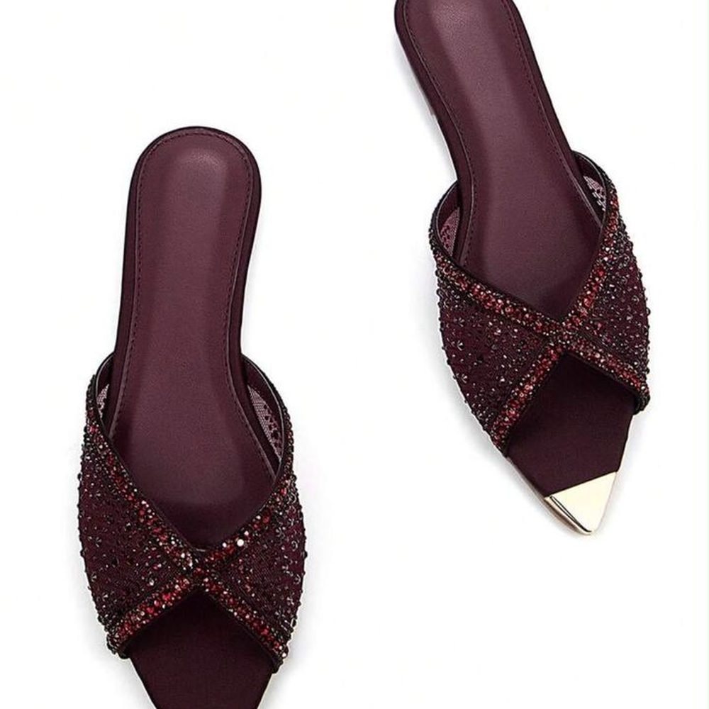 Crystal Twist Mules — Bordeaux