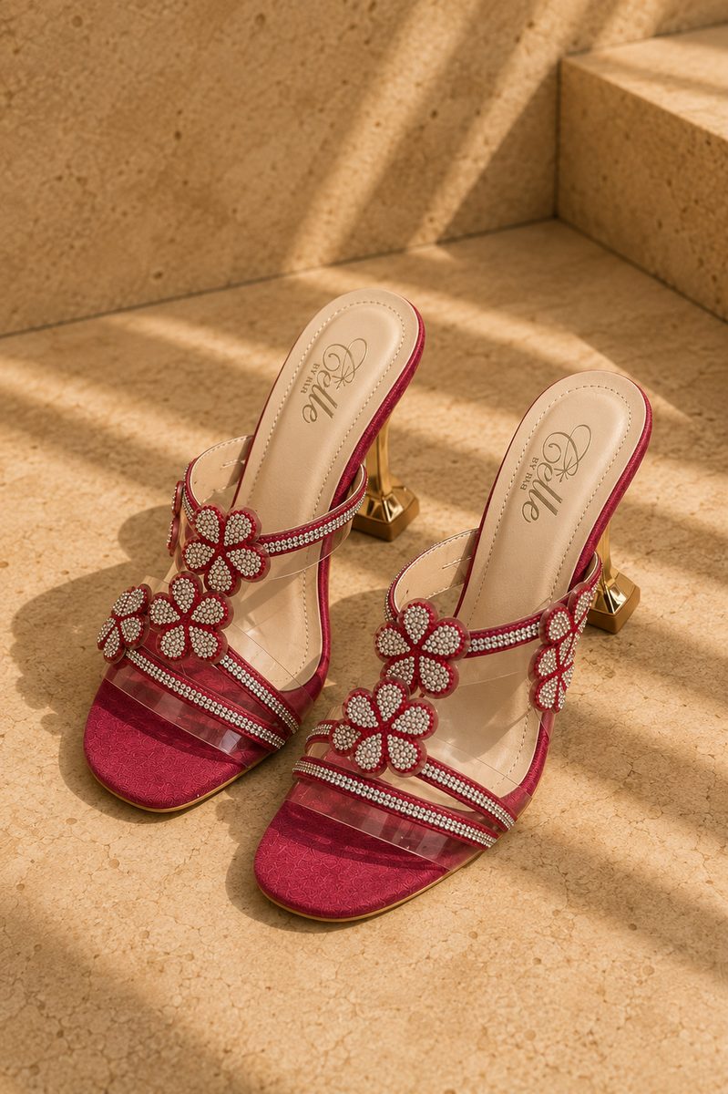 Crystal Blossom Heel — Fuchsia
