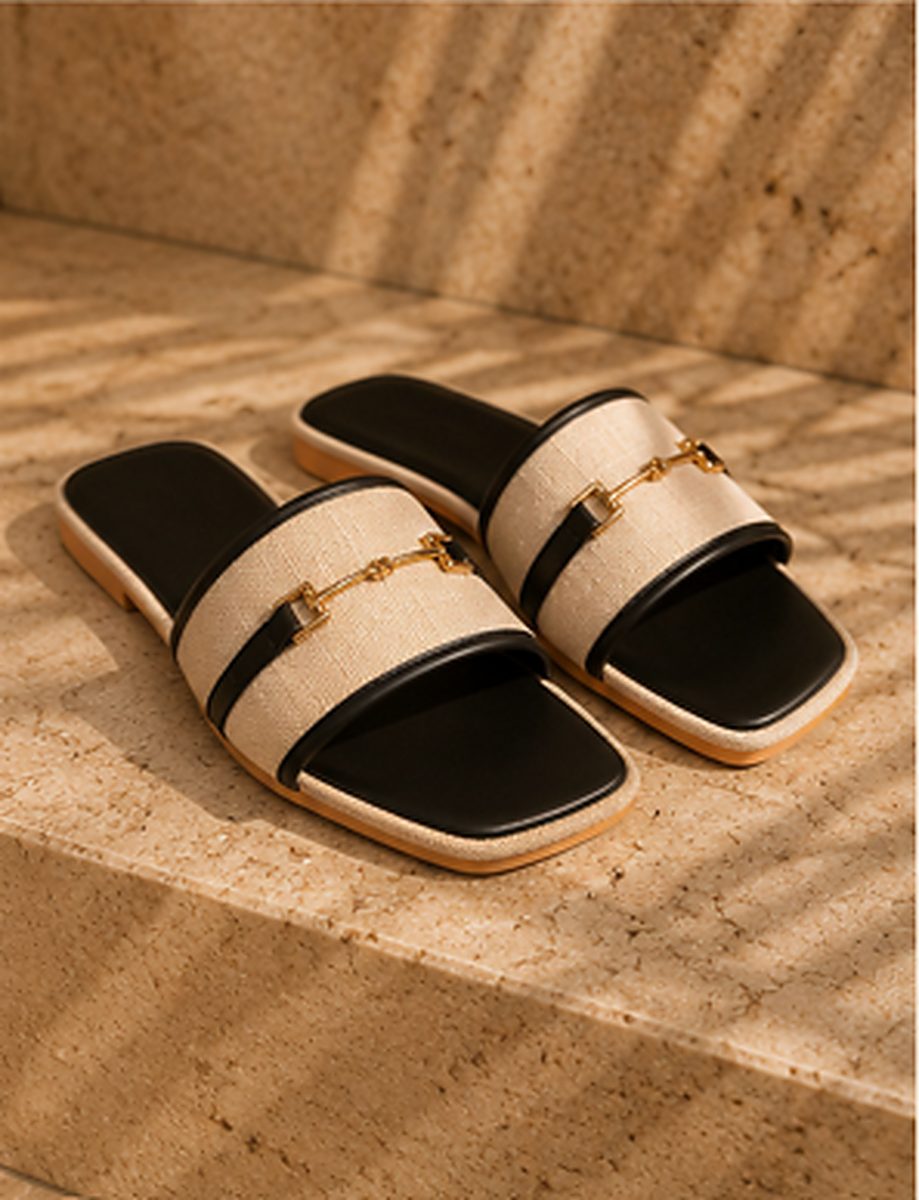 Horsebit Buckle Slide — Ivory