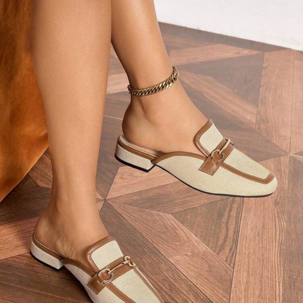 Heritage Buckle Mule — Cream