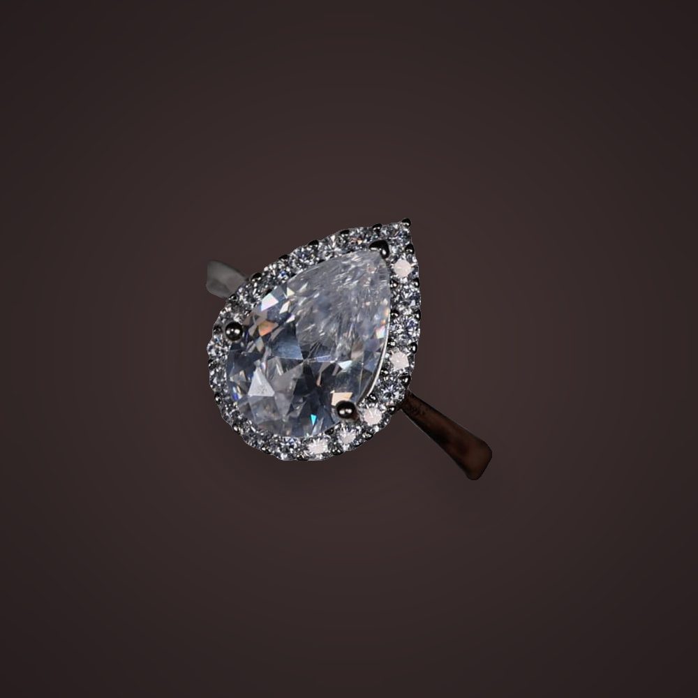 Pear Halo Ring