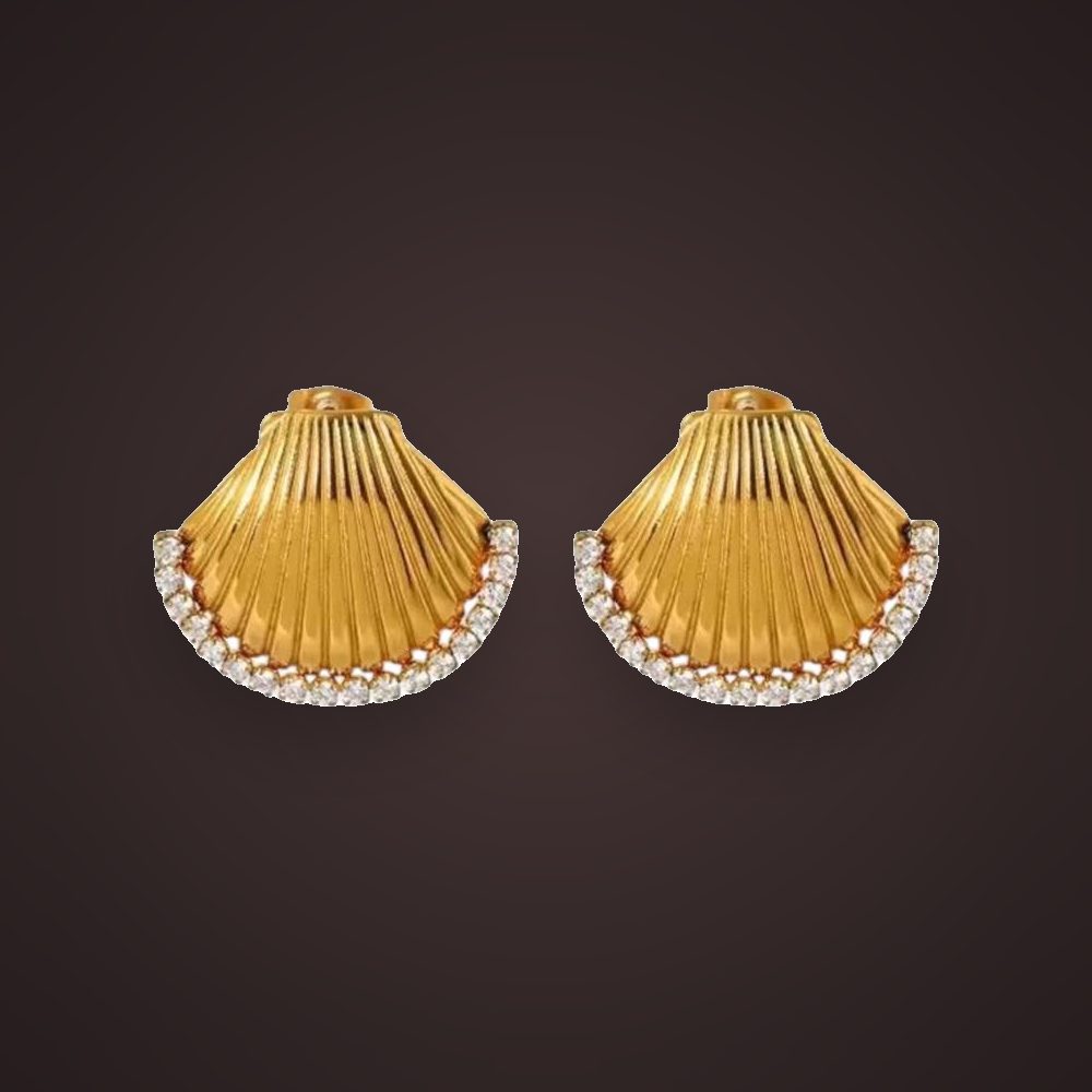 Scallop Shell Earrings — Crystal