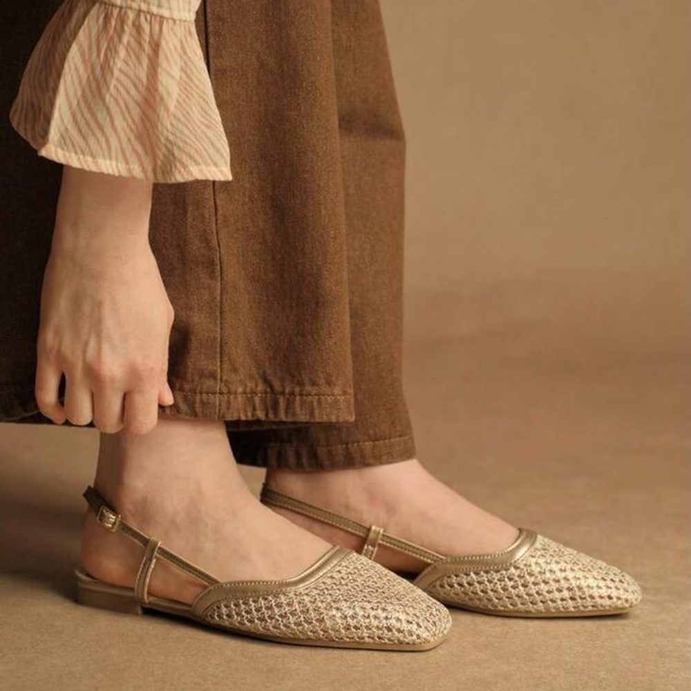 Woven Slingback — Gold